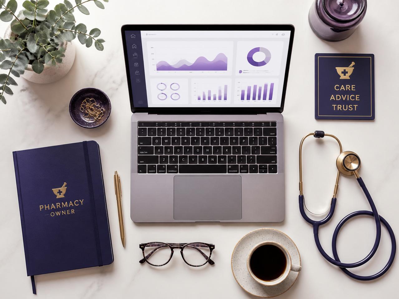 Pharmacy owner reviewing Pharmixa analytics